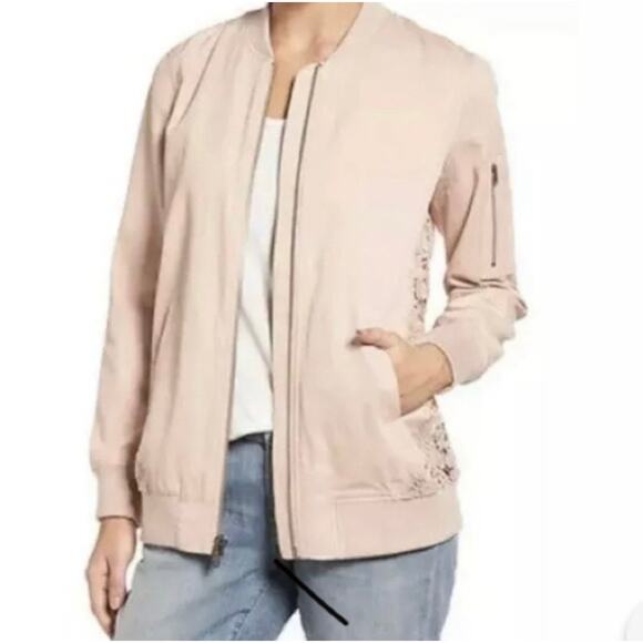 Chelsea28 Pink Lace Back Bomber Jacket Valentine - Picture 3 of 12